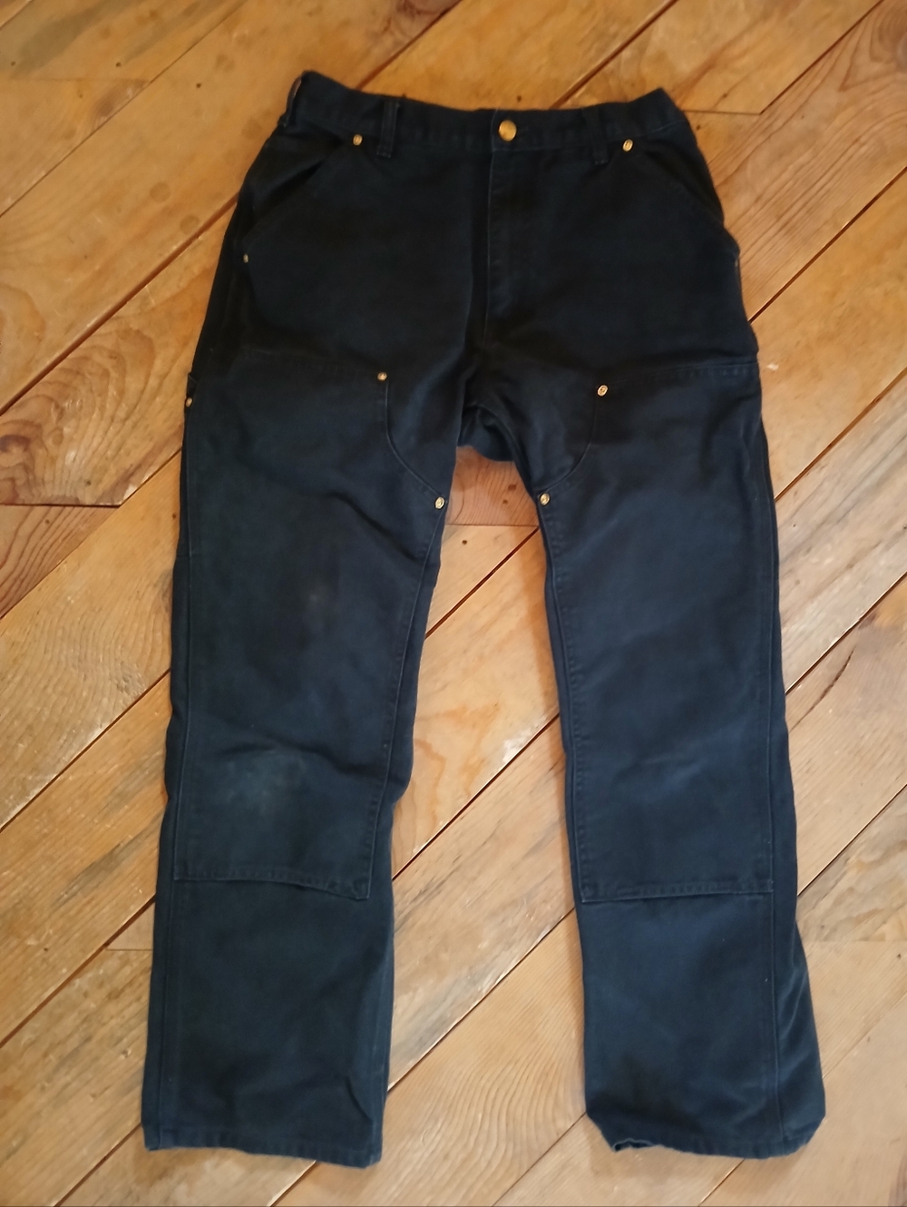 Carhartt Double Front Canvas Pants Sz 31x30 Loose Fit Black